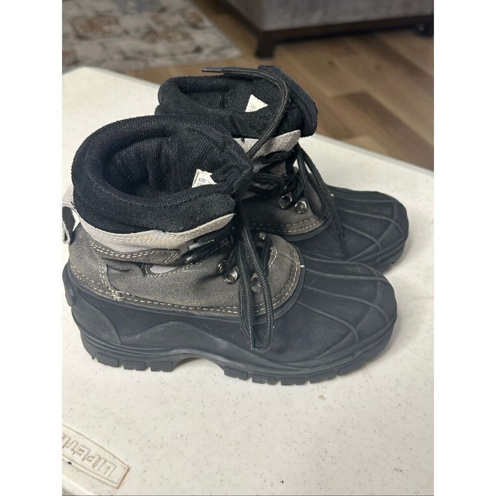 Tamarack Kid's Black Gray Ankle Thermalite DG-001 Duck Snow Boots Size 2